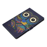 For Samsung T510/T515 Laptop Protective Case with Front Snap Cute Cartoon Color Painted Smart Stay PU Cover  owl