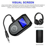 3-in-1 LCD Bluetooth 5.0 AUX Transmitter and Receiver USB Adapter black