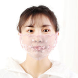 Women Mask Lace Embroidery Floral Dust-proof Anti-fog Single-layer Mask Travel Protection Black _One size