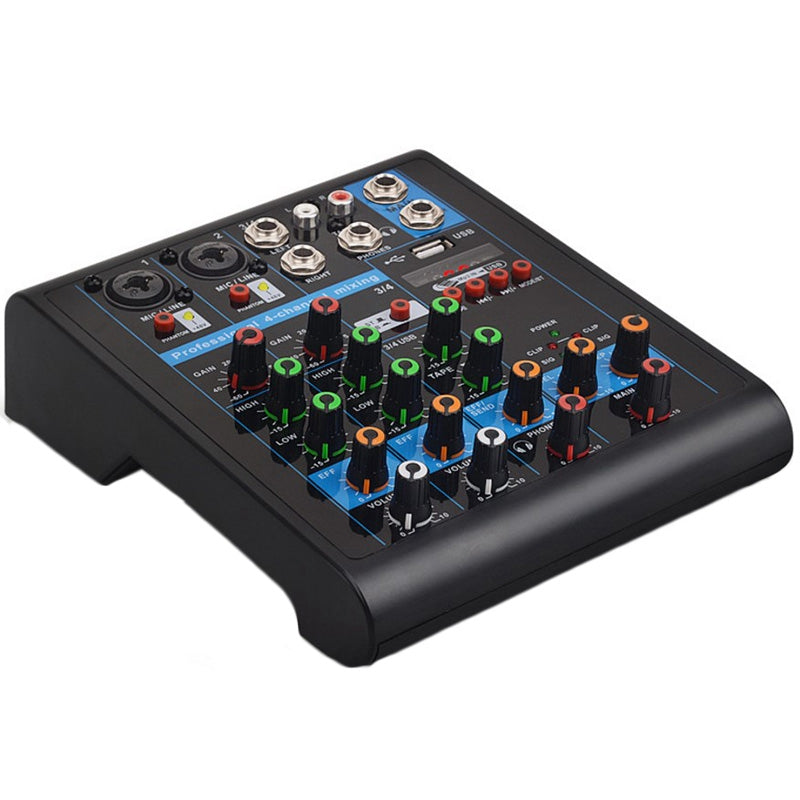 Professional 4-Channel Small Bluetooth Mixer with Reverb Effect for Home Karaoke USB Live Stage Karaoke Performance  UK plug