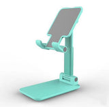 Foldable Phone Stand Metal Cellphone Holder Adjustable Desk Bracket Smartphone Mount Universal for iOS/Android Moble Phone Green