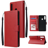 For Samsung A10S A20S Cellphone Cover Mobile Phone Shell Buckle Closure Cards Slots PU Leather Smart Shell with Wallet Overall Protection red