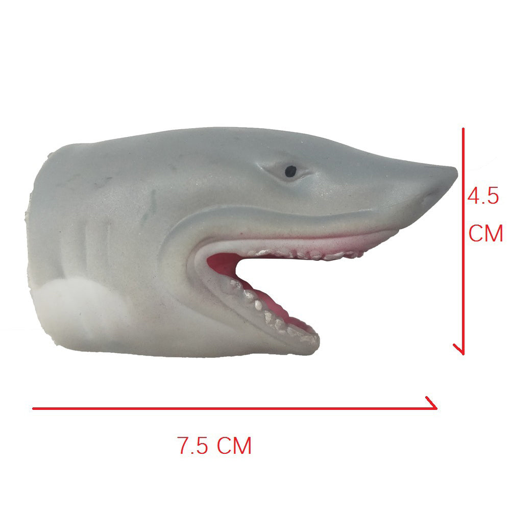 Children Silicone Funny Simulation Doll Puppet Mold Finger Toys Grey shark