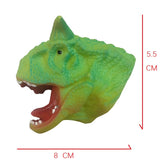 Children Silicone Funny Simulation Doll Puppet Mold Finger Toys Green triceratops