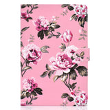 For Samsung T720/T725 Laptop Protective Cover Cartoon Color Painted Smart Stay PU Cover with Front Snap Pink flower