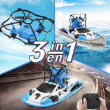 gw123 RC Mini Drone Boat Car Triphibian Vehicle Helicopter Dron Quadrocopter Remote Control Toys for Boys Girls Nano Dron 1 battery