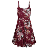 Fashion Flower Print Spaghetti Strap Nursing Maternity Dress for Breastfeeding Red wine_M