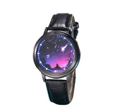 LED Fashion Men Women Waterproof Sports Wrist Watch with Leather Band Black S