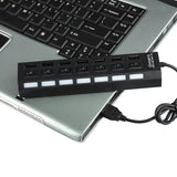 High Speed USB 2.0 Hub - 7 Ports With On/Off Switch, 5V, 480Mbps, Windows Compatible (Black)