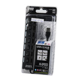 High Speed USB 2.0 Hub - 7 Ports With On/Off Switch, 5V, 480Mbps, Windows Compatible (Black)