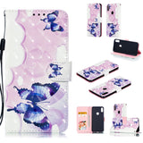 For ASUS ZENFONE MAX Pro M1/ZB601KL/ZB602KL 3D Coloured Painted PU Magnetic Clasp Phone Case with Card Slots Bracket Lanyard owl