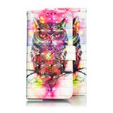 For ASUS ZENFONE MAX Pro M1/ZB601KL/ZB602KL 3D Coloured Painted PU Magnetic Clasp Phone Case with Card Slots Bracket Lanyard owl