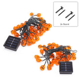 LED Halloween Decoration Lights - Solar Power, Pumpkin Design, 2 Light Strings, 7.5m String Lenght, 30 LEDs Per String