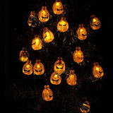 LED Halloween Decoration Lights - Solar Power, Pumpkin Design, 2 Light Strings, 7.5m String Lenght, 30 LEDs Per String