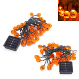 LED Halloween Decoration Lights - Solar Power, Pumpkin Design, 2 Light Strings, 7.5m String Lenght, 30 LEDs Per String