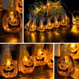 LED Halloween Decoration Lights - Solar Power, Pumpkin Design, 2 Light Strings, 7.5m String Lenght, 30 LEDs Per String