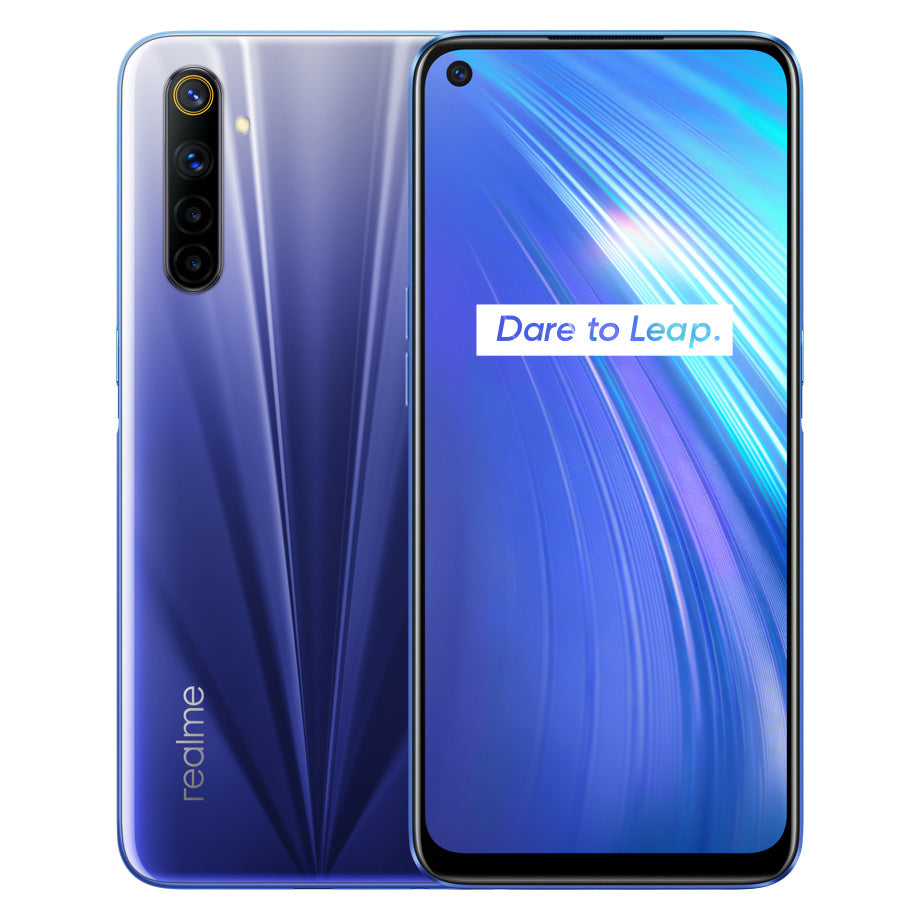 REALME 6 Global Version 4GB 128GB 6.5Inch Moblie Phone Helio G90T Octa Core 64MP Quad Camera Cellphone 430mAh 30W EU Charger blue