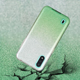 For Samsung A10/A50/A30S/A70/A20S Phone Case Gradient Color Glitter Powder Phone Cover with Airbag Bracket green