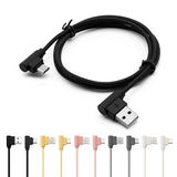 Nylon braided USB Cable Lightning/Micro USB 90 Degree Right Angle Male Data Sync and Fast Charging Charger Cable For iPhone and Samsung Android Phones Black