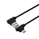 Nylon braided USB Cable Lightning/Micro USB 90 Degree Right Angle Male Data Sync and Fast Charging Charger Cable For iPhone and Samsung Android Phones Black