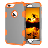 For iPhone 6 plus/6S plus PC+ Silicone 2 in 1 Hit Color Tri-proof Shockproof Dustproof Anti-fall Protective Cover Back Case Gray + orange