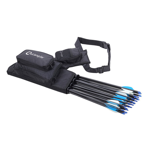 Bow Arrow 4 Tube Waist Carrying Quiver Bag - Black