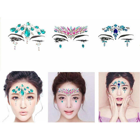 Halloween 3D Face Tattoo Crystal Stickers Beauty Sticker