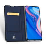 DUX DUCIS for HUAWEI Y9 Prime 2019 Solid Color Magnetic Attraction Leather Protective Phone Case with Card Slot Bracket Royal blue