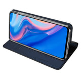 DUX DUCIS for HUAWEI Y9 Prime 2019 Solid Color Magnetic Attraction Leather Protective Phone Case with Card Slot Bracket Royal blue