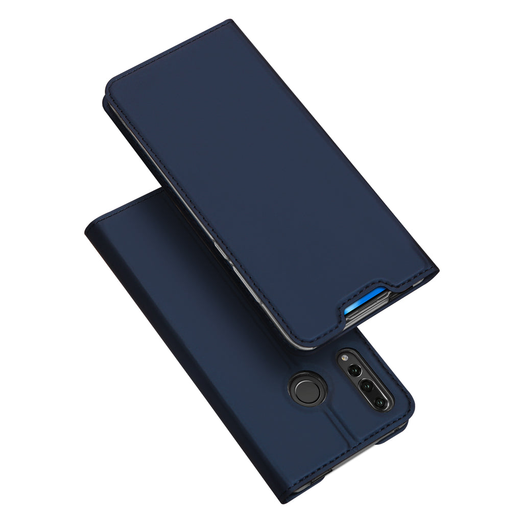 DUX DUCIS for HUAWEI Y9 Prime 2019 Solid Color Magnetic Attraction Leather Protective Phone Case with Card Slot Bracket Royal blue