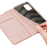 DUX DUCIS for Samsung A21s/A51 5G Magnetic Protective Case Bracket with Card Slot Leather Mobile Phone Cover Rose gold