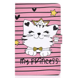 For Samsung T580 PU Laptop Protective Case with Front Snap Color Painted Smart Stay Cover  Crown cat