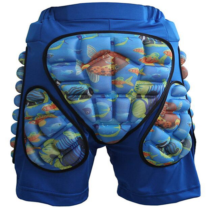 Kids Boys Girls 3D Protection Hip EVA Paded Short Pants Protective Gear Guard Pad Ski Skiing Skating Snowboard   Blue M