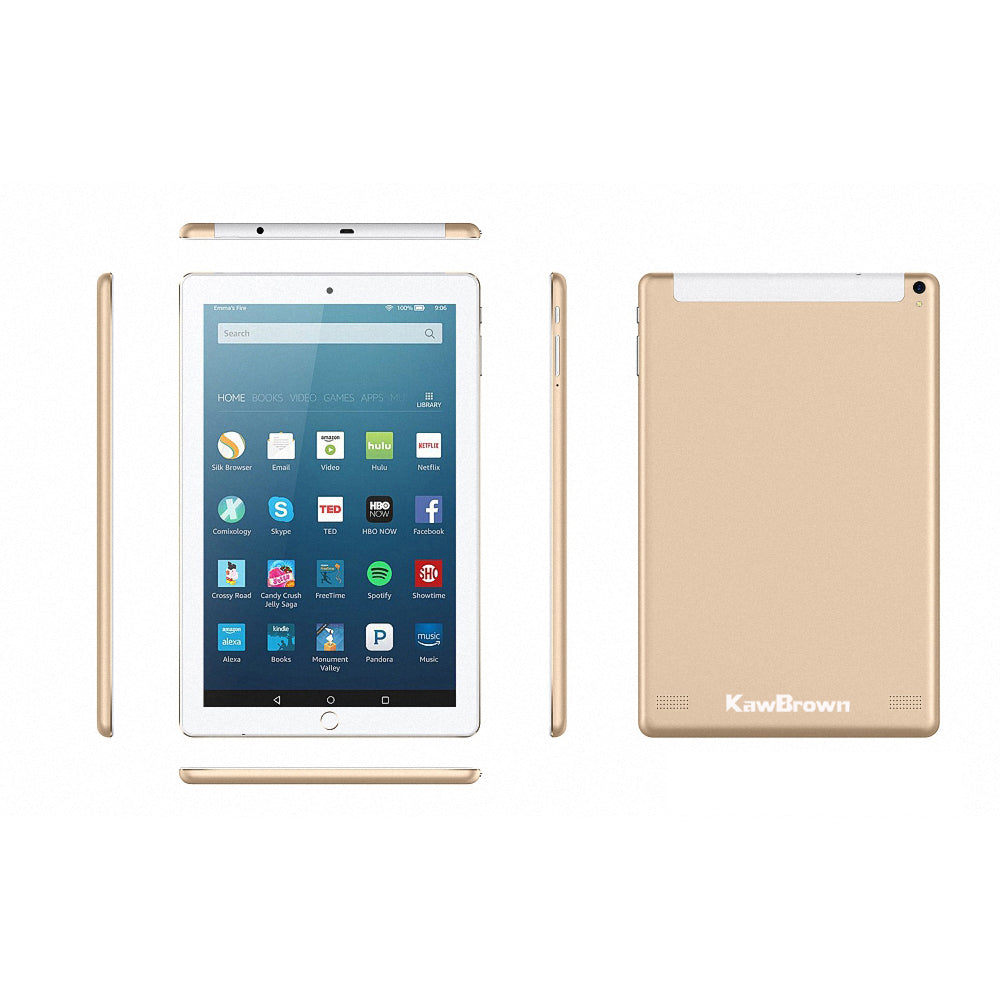 Kawbrown 10" Screen Size Android OS Flat PC 1GB RAM 16GB ROM Gold