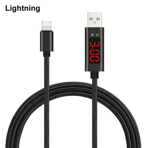 Voltage Current LED Display Type-c USB Sync Charging Cable for Samsung iPhone