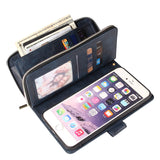 For Iphone 6/6s/6 Plus/6s Plus/7 Plus/8 Plus Pu Leather  Mobile Phone Cover Zipper Card Bag + Wrist Strap brown