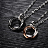 Fashion Titanium Steel Couple Necklace Ring Pendant Necklace Pure Color Jewelry