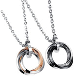 Fashion Titanium Steel Couple Necklace Ring Pendant Necklace Pure Color Jewelry