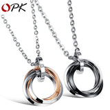 Fashion Titanium Steel Couple Necklace Ring Pendant Necklace Pure Color Jewelry