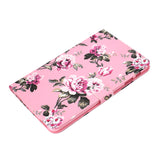 For Samsung T580 PU Laptop Protective Case with Front Snap Color Painted Smart Stay Cover  Pink flower