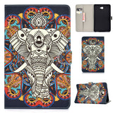 For Samsung T580 PU Laptop Protective Case with Front Snap Color Painted Smart Stay Cover  Fun elephant