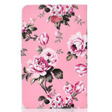 For Samsung T580 PU Laptop Protective Case with Front Snap Color Painted Smart Stay Cover  Pink flower