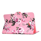 For Samsung T580 PU Laptop Protective Case with Front Snap Color Painted Smart Stay Cover  Pink flower