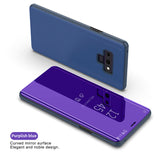 For Samsung Galaxy Note 9 Luxury Mirror View Flip Case Stand Shockproof Cover purple