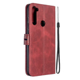 For Redmi Note 8T/Redmi 8/Redmi 8A Case Soft Leather Cover with Denim Texture Precise Cutouts Wallet Design Buckle Closure Smartphone Shell  red