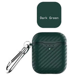 Earphone Case for Apple Airpods Travel Storage Cover Carbon Fiber Style Full Protective Case Anti-scratch green_Airpods case