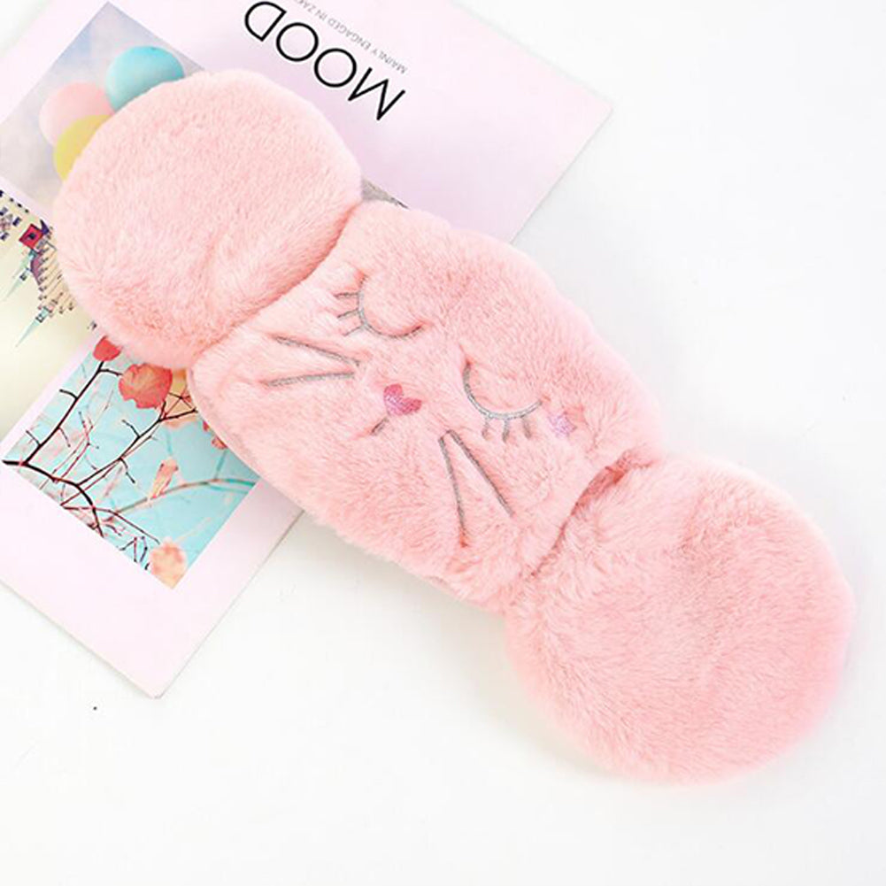 Women 2-in-1 Warm Mask Earmuffs Cartoon Cat Autumn Winter Thicken Plush Riding Outdoor Wear Pink