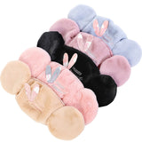 Women 2-in-1 Warm Mask Earmuffs Rabbit Ear Autumn Winter Thicken Plush Riding Outdoor Wear Rabbit ears pink