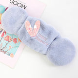 Women 2-in-1 Warm Mask Earmuffs Rabbit Ear Autumn Winter Thicken Plush Riding Outdoor Wear Rabbit ears pink