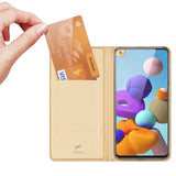 DUX DUCIS for Samsung A21s/A51 5G Magnetic Protective Case Bracket with Card Slot Leather Mobile Phone Cover Tyrant Gold